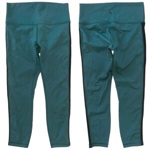 Lululemon "High Times" Wing Mesh Leggings in Deep Green 25" Inseam Size 10